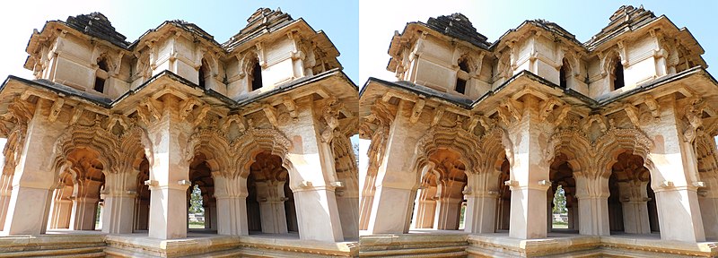 Wide angle view of the Lotus Mahal