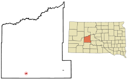 Location in Haakon County and the state of South Dakota