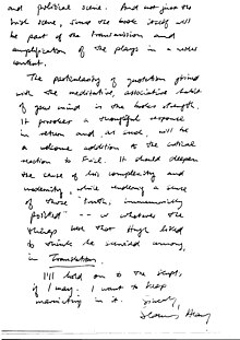 Letter to Richard Pine from Seamus Heaney, 5 April 1989 (page 2)