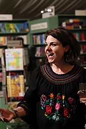 Writer Caitlin Moran enjoying interacting with fans after her nighttime talk