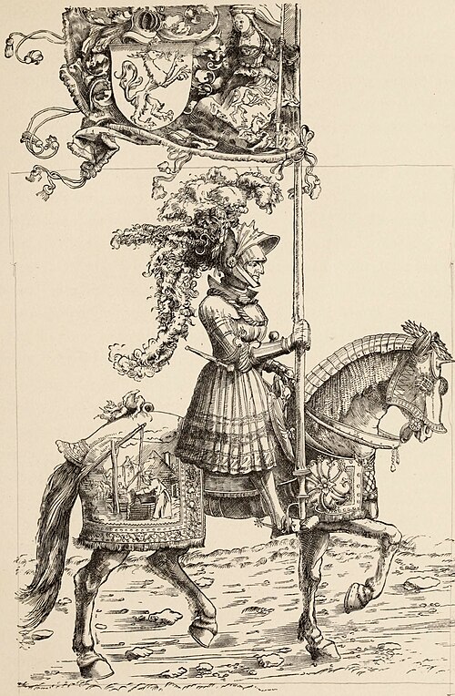 Fig. 48—Horseman. From "The Triumph of Maximilian.".