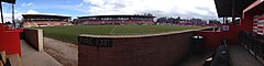 Panoramic view of St James Park, Exeter from the home dugout.