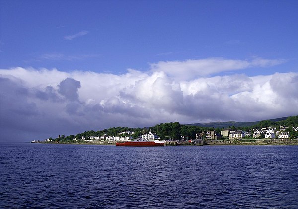 Hunters Quay viewed from the Firth of Clyde, looking southwest