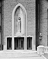 Figure of Mother Mary above the entrance of the Immaculata High School, Chicago (removed circa 1981).The statue is now located at the former home and studio of Iannelli at 255 N. Northwest Highway, Park Ridge.
