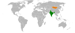 Map indicating locations of India and Mongolia