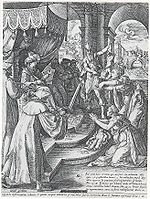 Judgment of Solomon 1604. engraving.