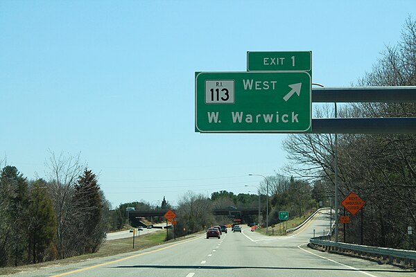 I-295 exit to Rhode Island Route 113 west, West Warwick, Rhode Island