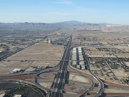 Aerial view of I-15 looking south from Sunset Road in the Las Vegas Valley