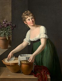 Une jeune personne faisant un fromage, vers 1802