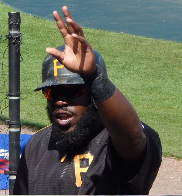 Josh Harrison waves to fans before a spring training game in March 2016