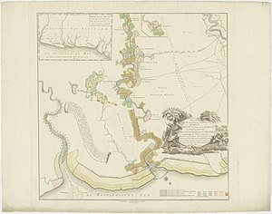 300px kaart van de colonie de berbice gelegen in bats. guinea in america%2c tusschen de colonien van demerarie en van suriname %28nl hana 4.vel 1577a%29