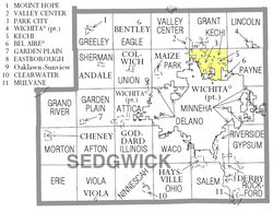 Sedgvik okrugidagi Kechi shaharchasining joylashishi