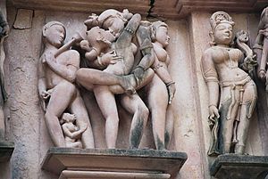 Erotic sculptures from Khajuraho temple complex, India Khajuraho7.jpg