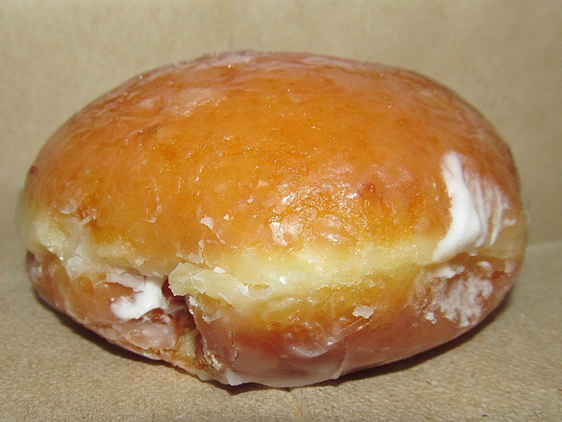 File:Krispy Kreme Glazed Cream Filled Doughnut close up (29393995790).jpg