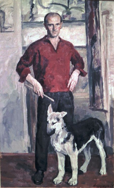 Leonid Mezheritski. Self Portrait with Whelp.jpg