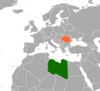 Location map for Libya and Romania.