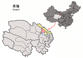 Kangtshas läge i Haibei, Qinghai, Kina.