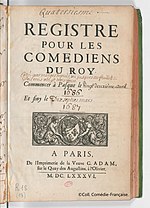 Vignette pour Registres de la Comédie-Française