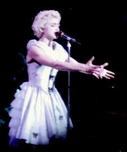 Madonna singing "True Blue" on the Who's That Girl World Tour (1987)