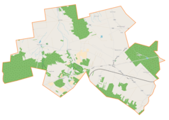 Mapa konturowa gminy Maków, u góry po prawej znajduje się punkt z opisem „Wola Makowska”