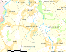 Mapa obce Labarthe-sur-Lèze
