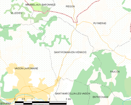 Mapa obce Saint-Romain-en-Viennois