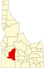 Karte von Idaho mit Hervorhebung von Elmore County