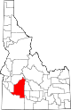 Mapa del estado que destaca el condado de Elmore