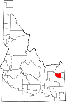 マディソン郡の位置を示したアイダホ州の地図