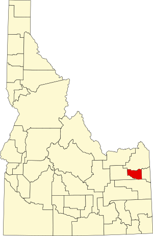 Location of Madison County in Idaho Map of Idaho highlighting Madison County.svg