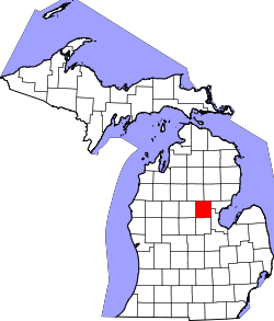 map of Michigan highlighting Gladwin County