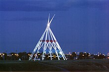 Medicine Hat Teepee at night