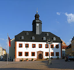 Meerane market with town hall (aka)