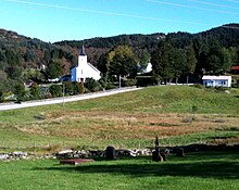 View of the local church Meland kirke3.JPG