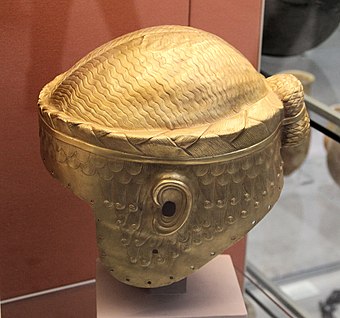 Golden helmet of Meskalamdug, possible founder of the First Dynasty of Ur, 26th century BC.