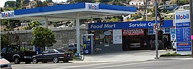 Mobil gas station in Belmont, California.jpg