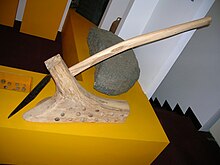 A reconstructed mould board plough. Mouldboard plough.JPG
