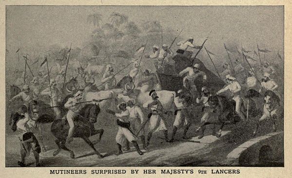 Mutineers surprised by the 9th Lancers in 1857