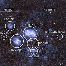 N11, containing NGC 1760, NGC 1761, NGC 1763, NGC 1769, NGC 1773, NGC 1776 N11 legacy dr10 small annotated map.jpg