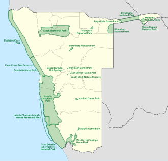 Protected areas in Namibia Namibia protected areas.svg
