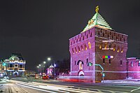 Рождество на площади. Праздничная подсветка Дмитриевской башни. 2021 год
