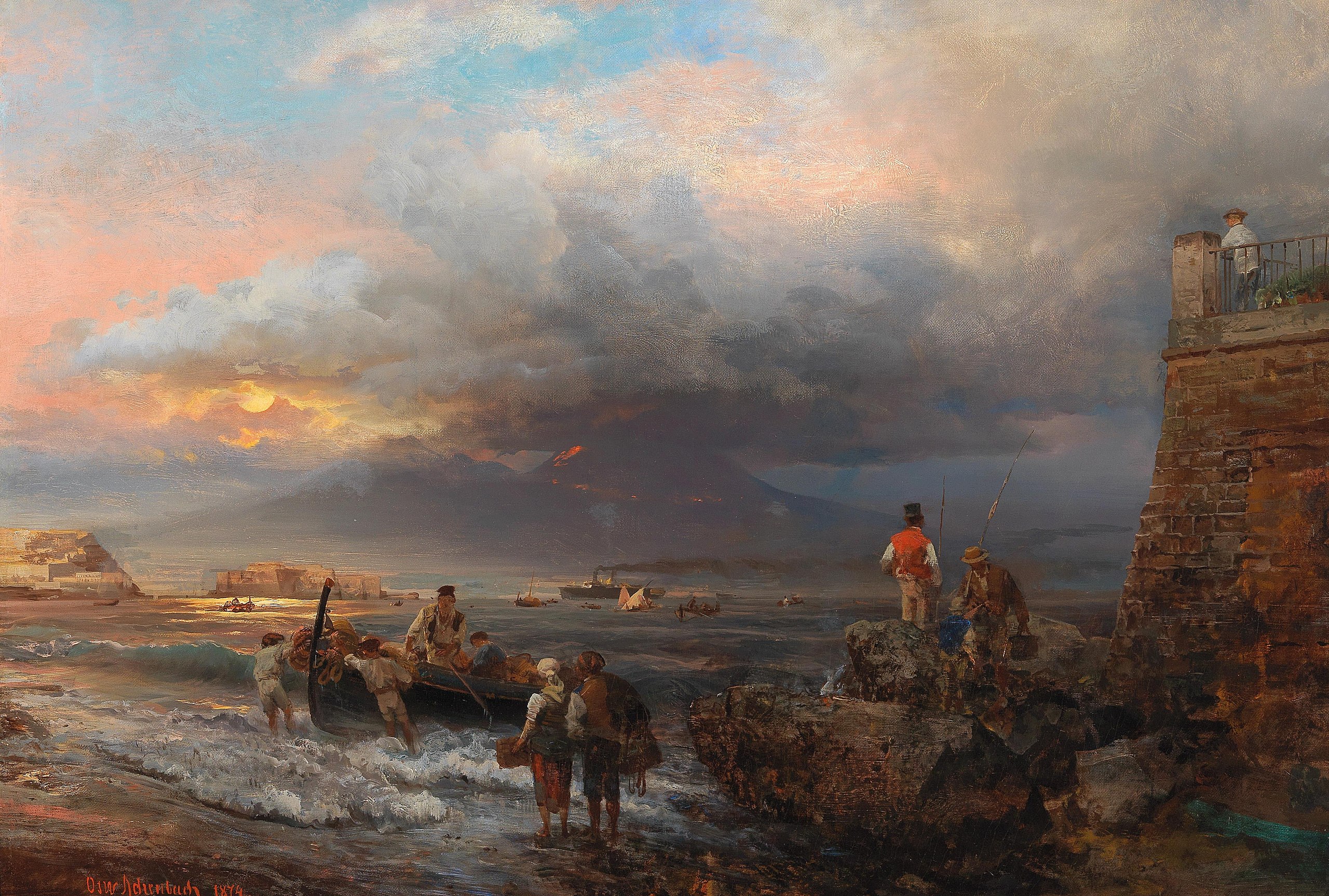 File:Oswald Achenbach - The Bay of Naples with Vesuvius in the