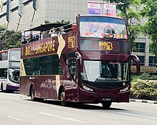 An open-top MAN 18.240 HOCL-NL bus on the Yellow Route in Singapore. PC1586P Big Bus Yellow Route.jpg