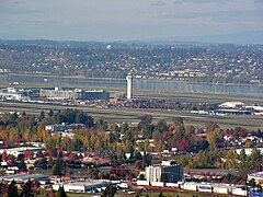 The airport as seen from Rocky Butte