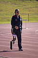 Paralympic athlete Michelle Errichiello warming up at the AIS Track and Field.