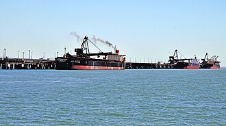 Cargo ships at the Port of Gladstone, Queensland's largest commodity seaport Port of Gladstone 1.jpg
