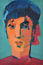 Portret van een meisje met strik in het haar (1960-1970; olieverf)