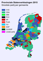 Biggest party by municipality Provinciale Statenverkiezingen 2015 Nederland.png