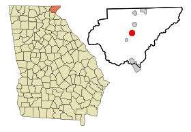 Rabun County Georgia Incorporated and Unincorporated areas Clayton Highlighted.svg