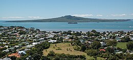 Viewed from Mount Victoria. The island is close to the Auckland shore.